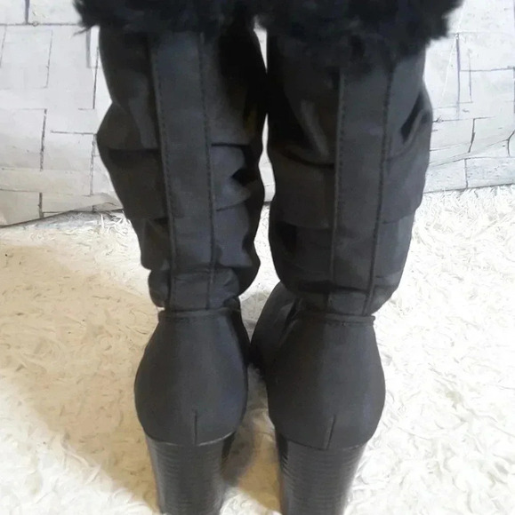 Weathermate Black Faux Fur Lined Block Heel Boots 451312 Size 8M - Picture 7 of 11